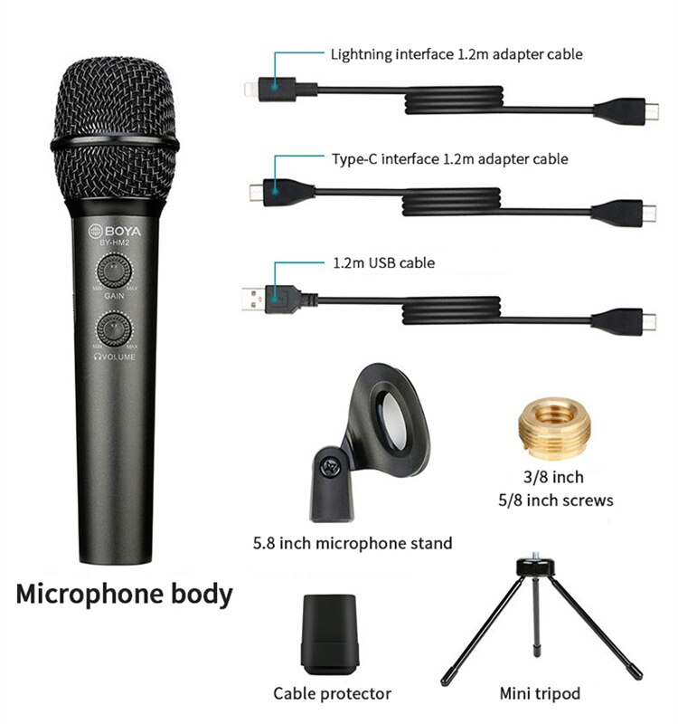  Mic thu âm Boya BY-HM2 cho điện thoại, máy tính bảng